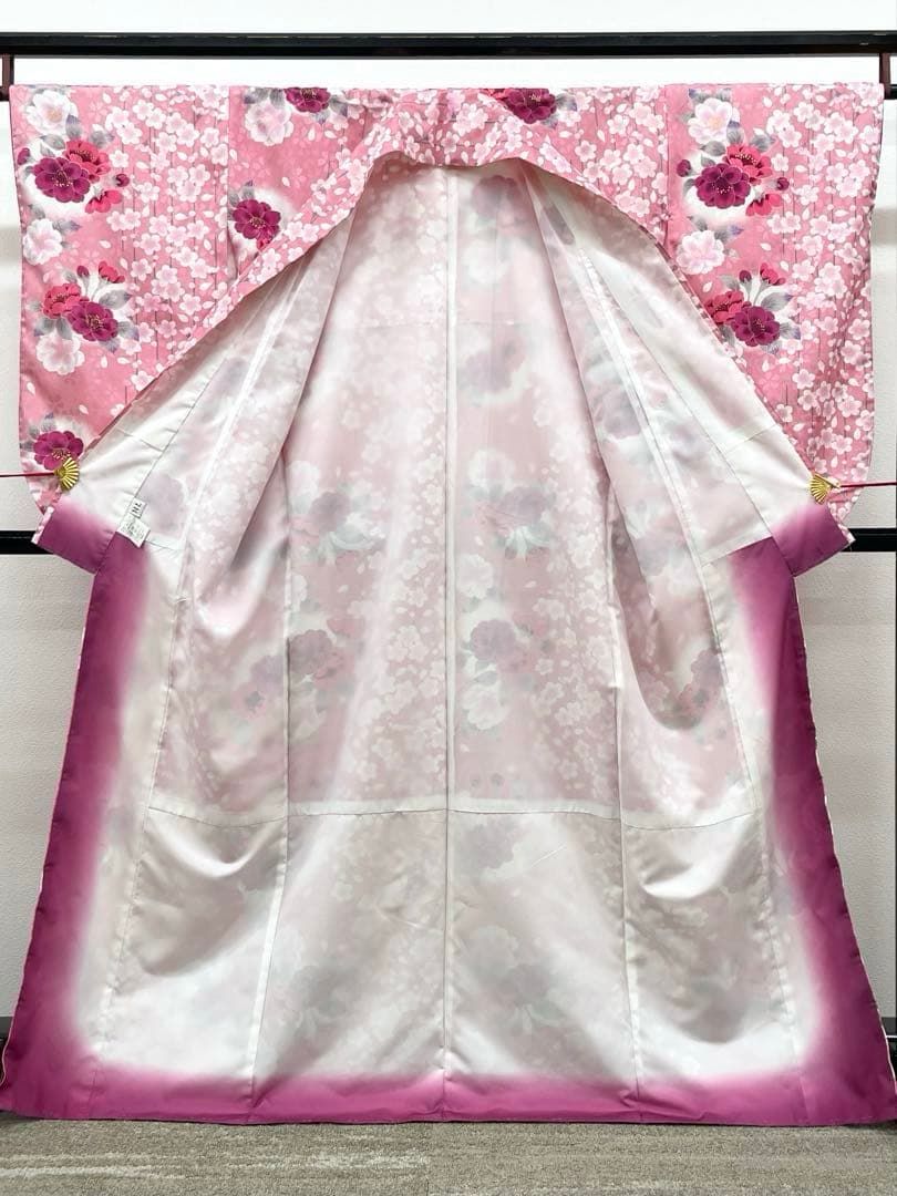 二尺袖 ポリエステル着物 金彩 紋意匠 桜 袴向き MOP530 - メルカリ
