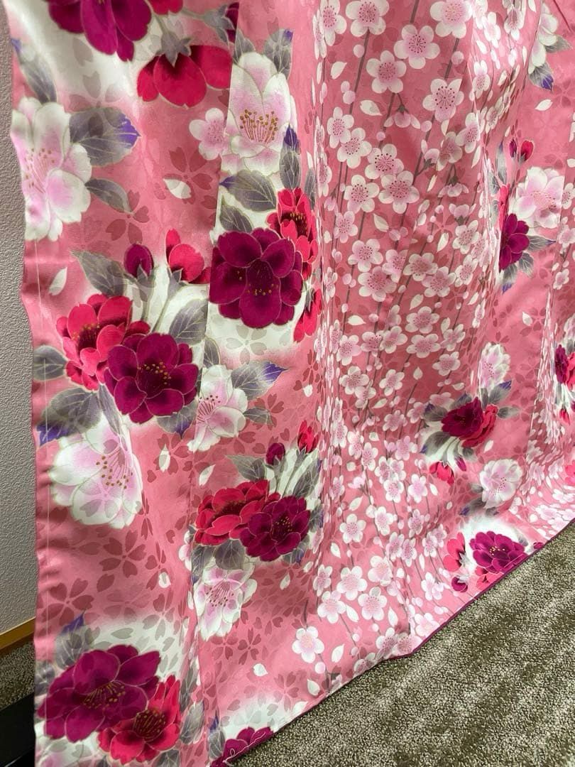二尺袖 ポリエステル着物 金彩 紋意匠 桜 袴向き MOP530 - メルカリ