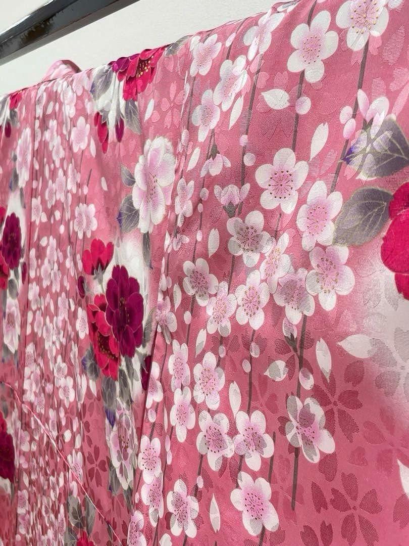 二尺袖 ポリエステル着物 金彩 紋意匠 桜 袴向き MOP530 - メルカリ