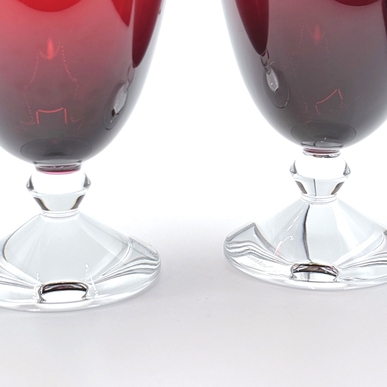 希少 Baccarat バカラ ゴブレット 2客セット ペア レッド クリスタル