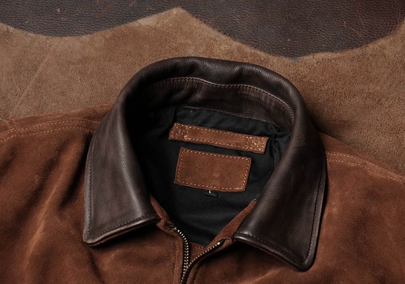 全新♥ ヴィンテージスエードレザー ジャケット メンズ フラップカラー ハイウエスト ゆったり 45 P フライトジャケット 牛革 K 仕事着 セーター