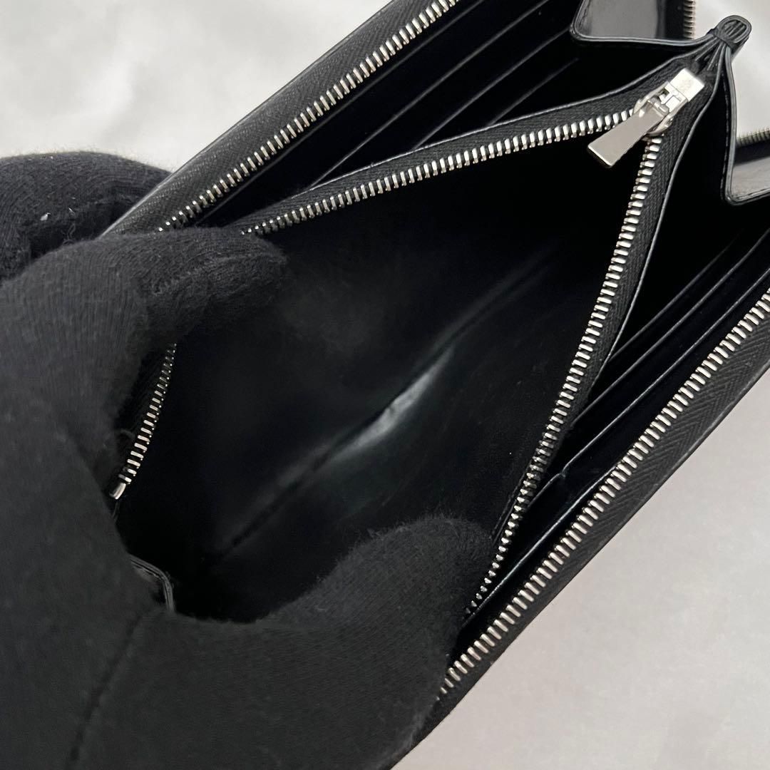  セリーヌ ラージジップウォレット ブラック シルバー金具 レザー 長財布 小物