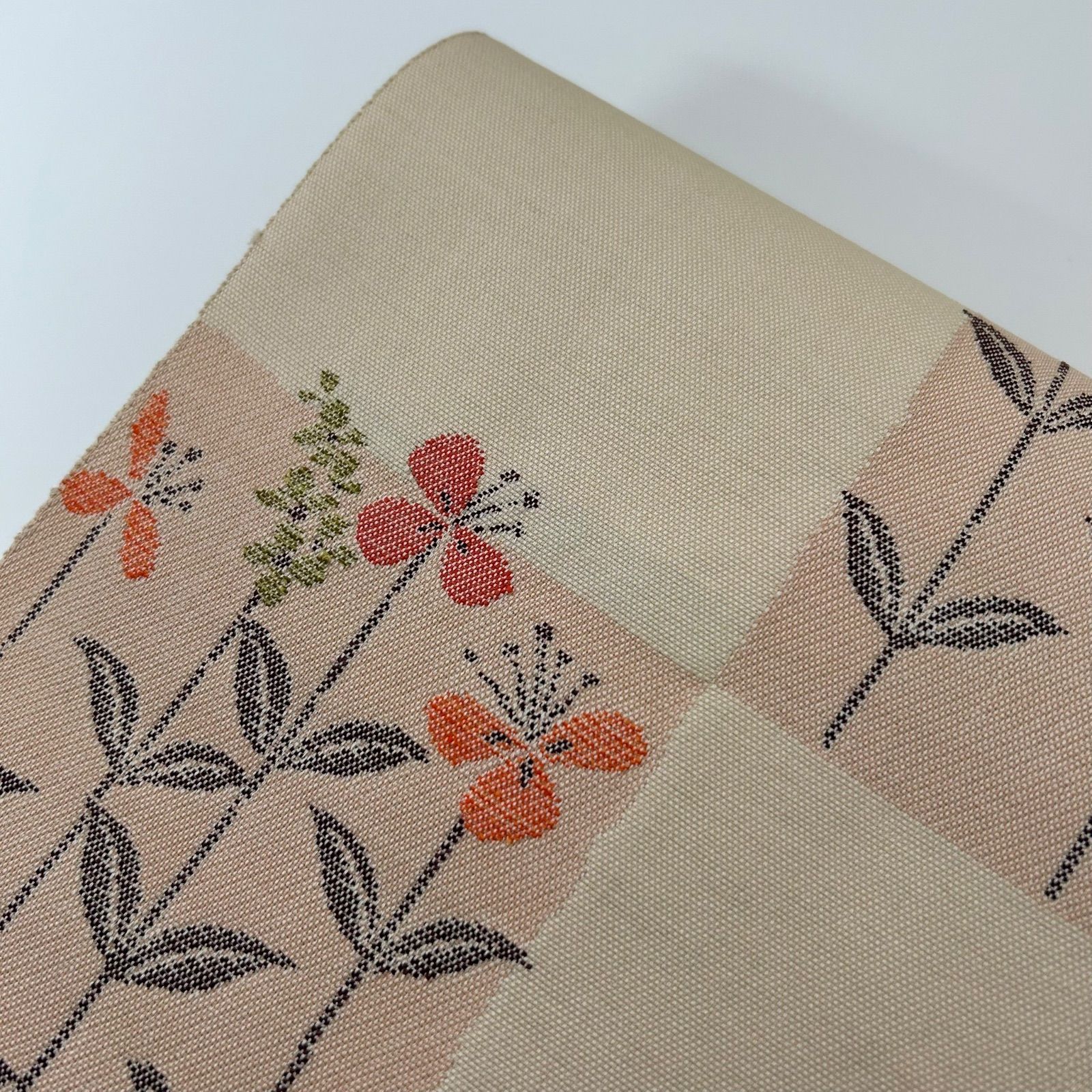 名古屋帯 正絹 紬 織柄の素敵な花 八寸 MA-1903 - メルカリ