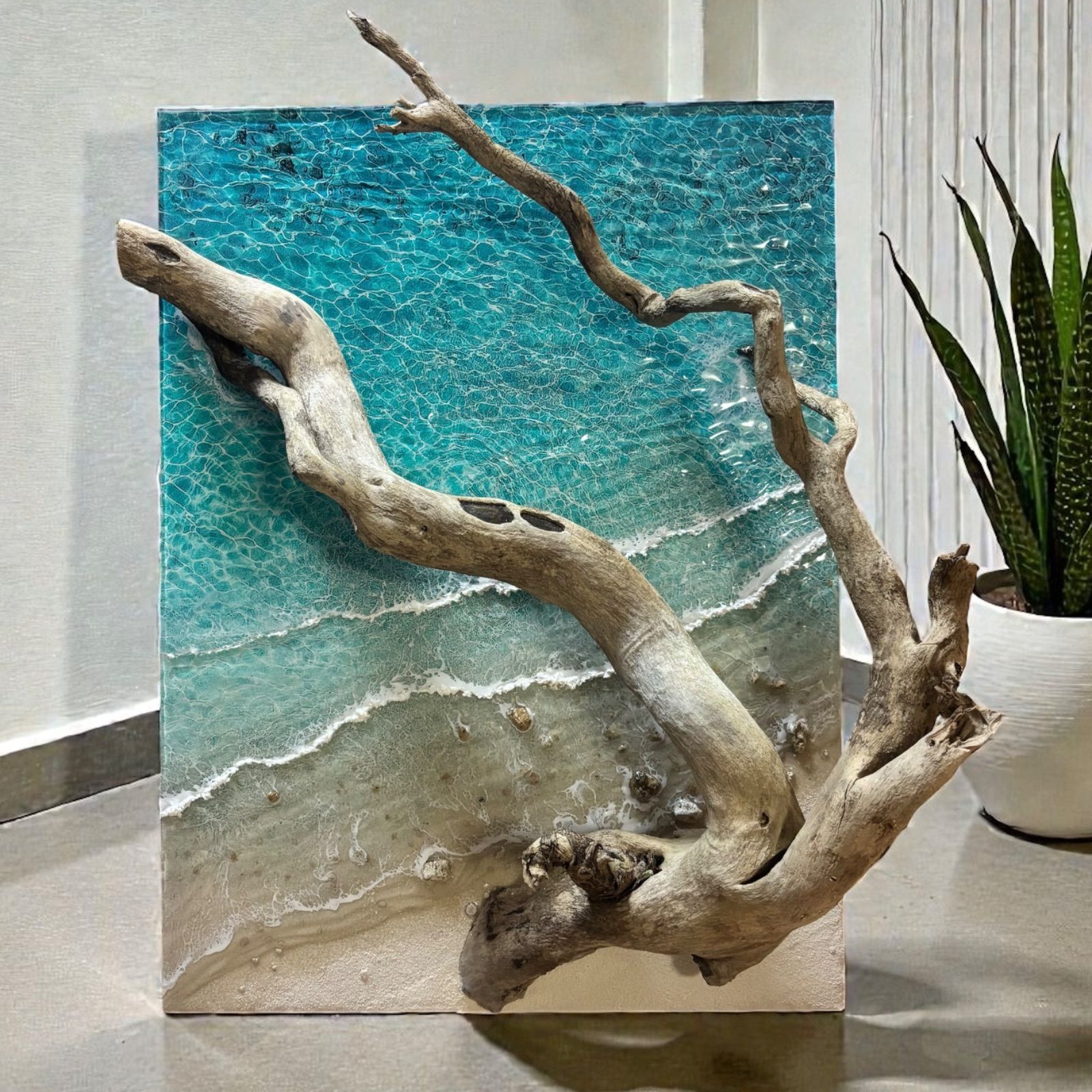 <厚盛りボード 60 cm特大ボード> 超立体 の海 レジンアートボード 美ら海 オーシャンアート N 731