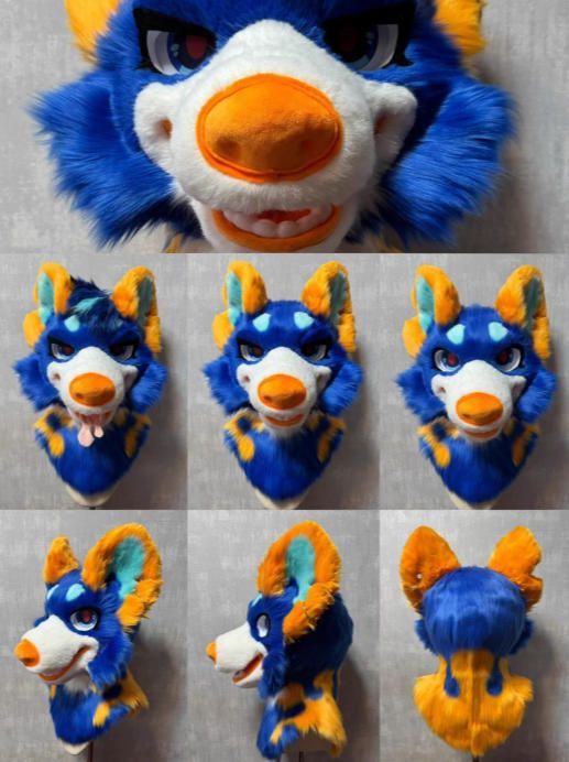 着ぐるみヘッド 犬 NO.455 青 紺色 全頭ヘッド ケモノ ファースーツ ぬいぐるみ コスプレ コスチューム kigurumi