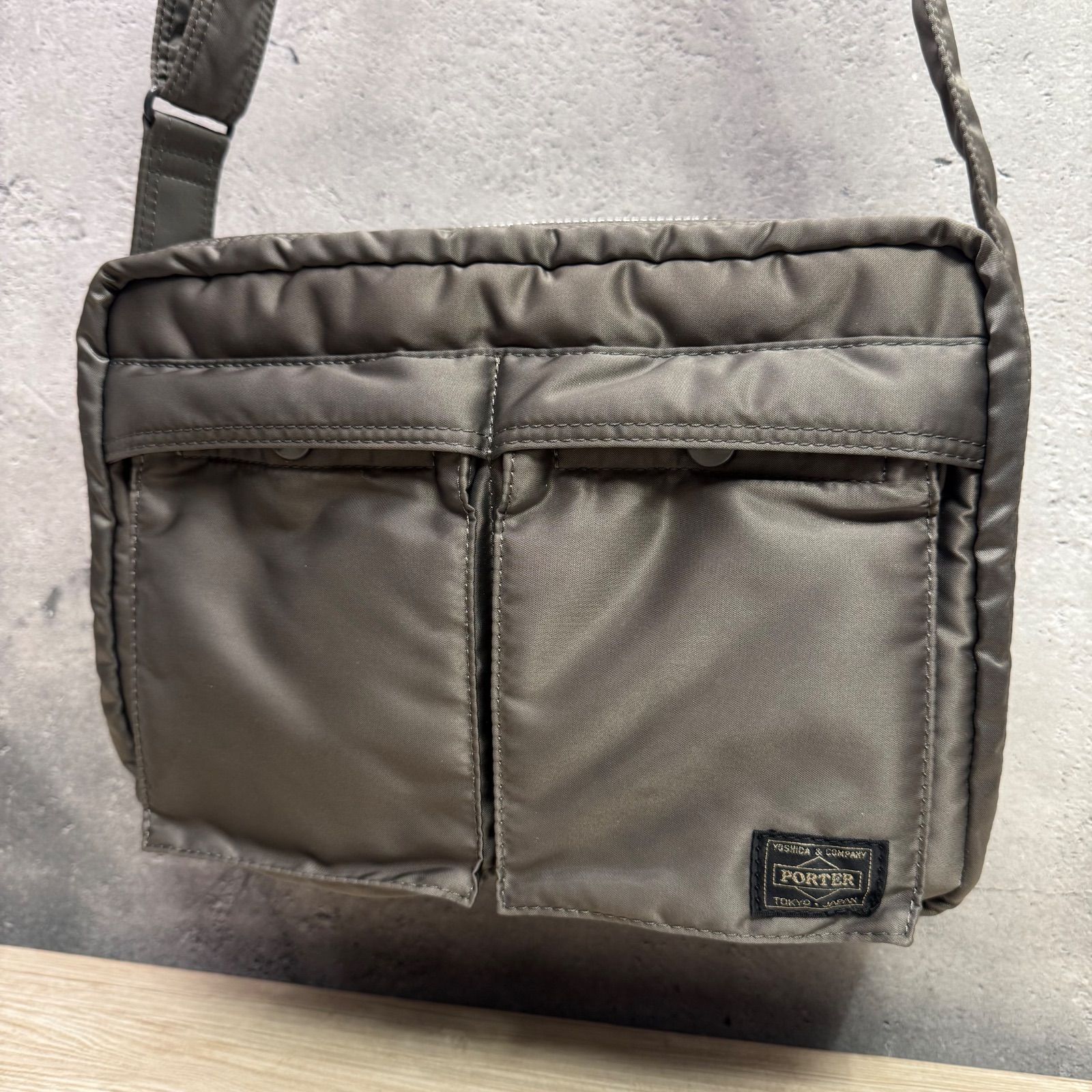 ✨PORTER TANKER シルバーグレー ショルダーバッグ 2ポケット 美品 