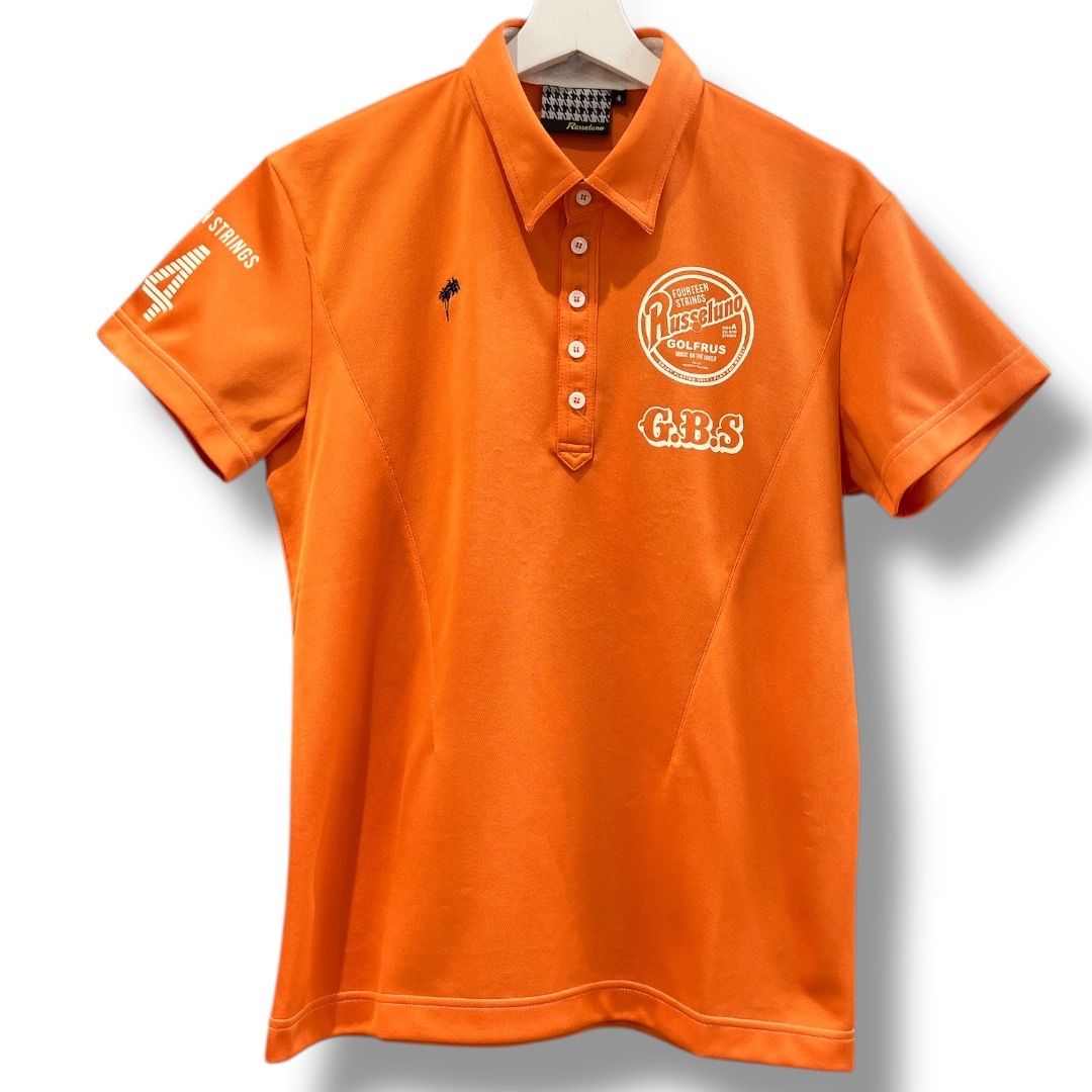 美品 RUSSELUNO GOLF ラッセルノ RSGロゴ ポロシャツ RUSSELUNO ラッセルノ バックスカル刺繍半袖ポロシャツ サイズ4 S