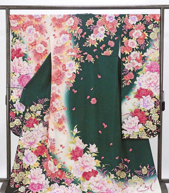 振袖 正絹 吉祥 四季花 身丈169 cm 裄丈67.5 リサイクル 着物 フォーマル 成人式 e 4148