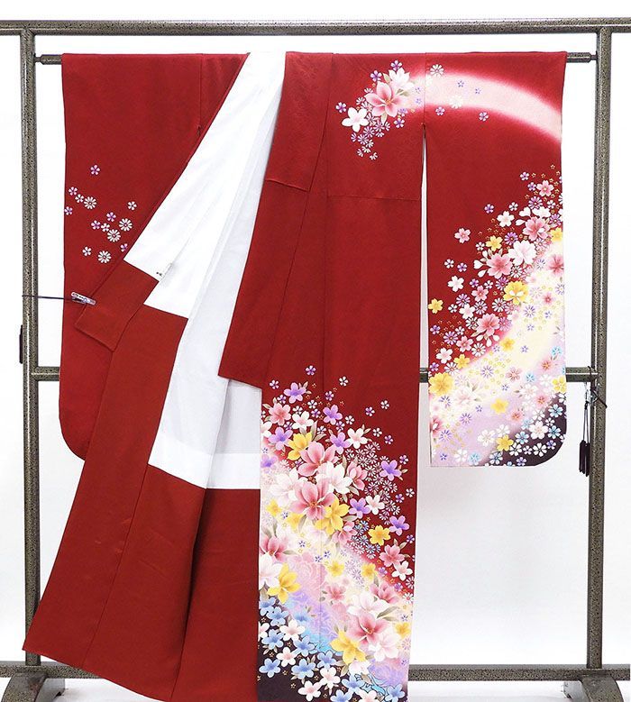 振袖 正絹 花 身丈158.5cm 裄丈64cm 中古 リサイクル 着物 フォーマル 成人式 e4135 振袖 正絹 花 身丈158.5cm 裄丈64cm リサイクル 着物 フォーマル 成人