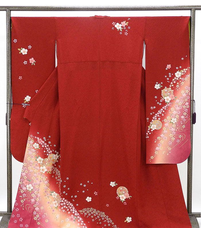 振袖 正絹 手毬 桜 身丈166 cm 裄丈68 リサイクル 着物 フォーマル 成人式 e 4131