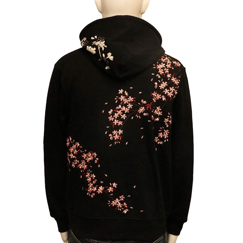 古都古都 ことこと 桜 柄 刺繍 ZIP UP 工場 パーカー （ KTPK-009