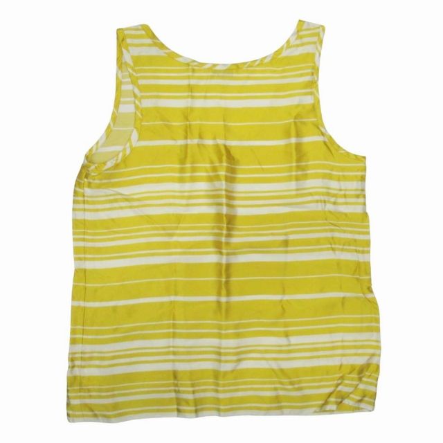 ドリスヴァンノッテン DRIES VAN NOTEN シルク混 サテン ランダムボーダー タンクトップ ノースリーブ トップス カットソー 38 黄色 イエロー C 56 レディース