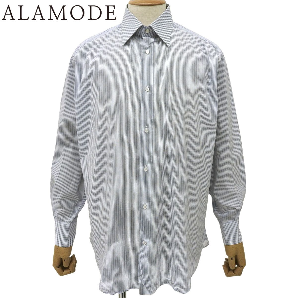 LOUIS VUITTON ルイ ヴィトン ストライプ Yシャツ シャツ|ブラウス 2018年 RM 181 F アパレル ファッション 長袖 42|17 コットン ナイロン ライトブルー水色 ホワイト白 メンズ アラモード