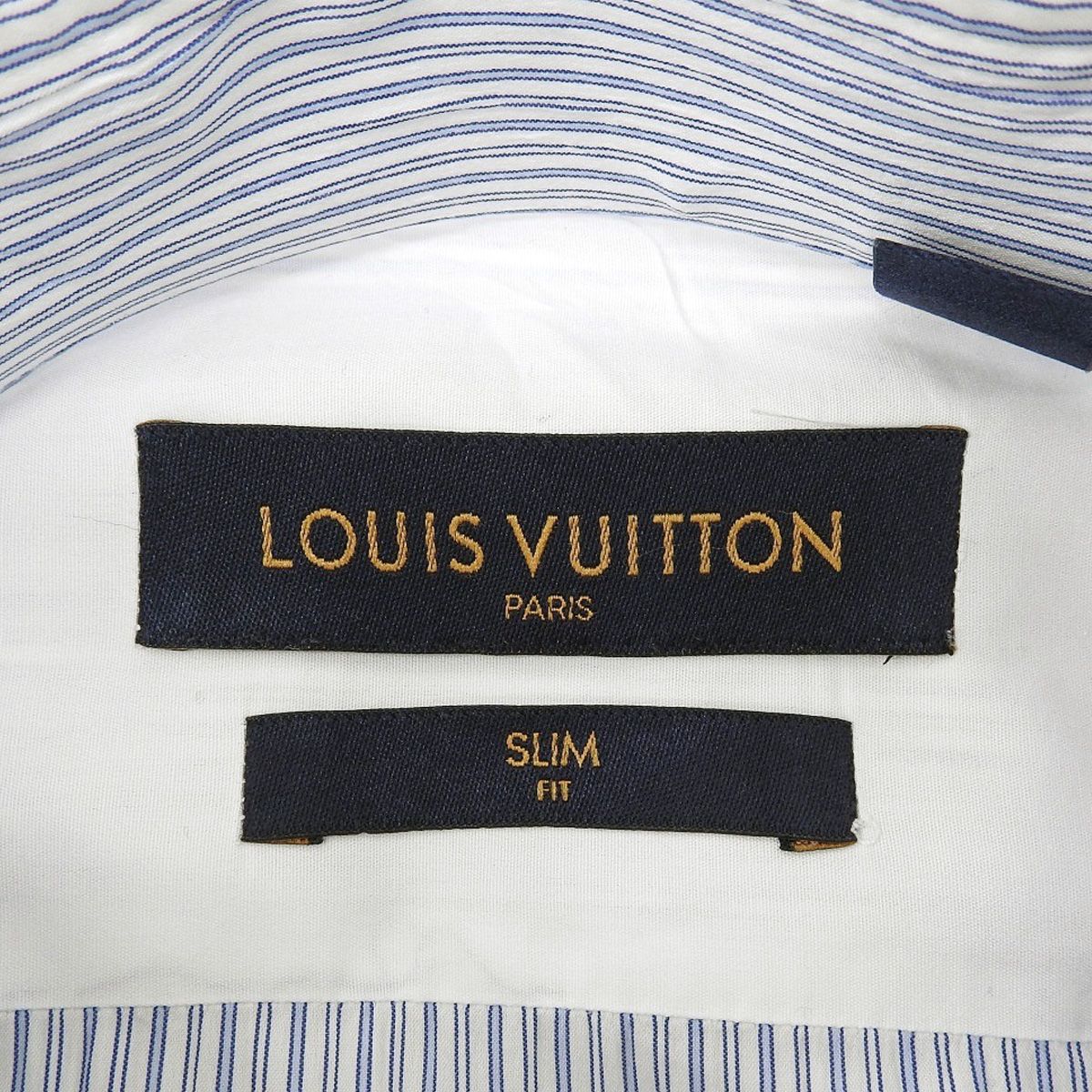LOUIS VUITTON ルイ ヴィトン ストライプ Yシャツ シャツ|ブラウス 2018年 RM 181 F アパレル ファッション 長袖 42|17 コットン ナイロン ライトブルー水色 ホワイト白 メンズ アラモード
