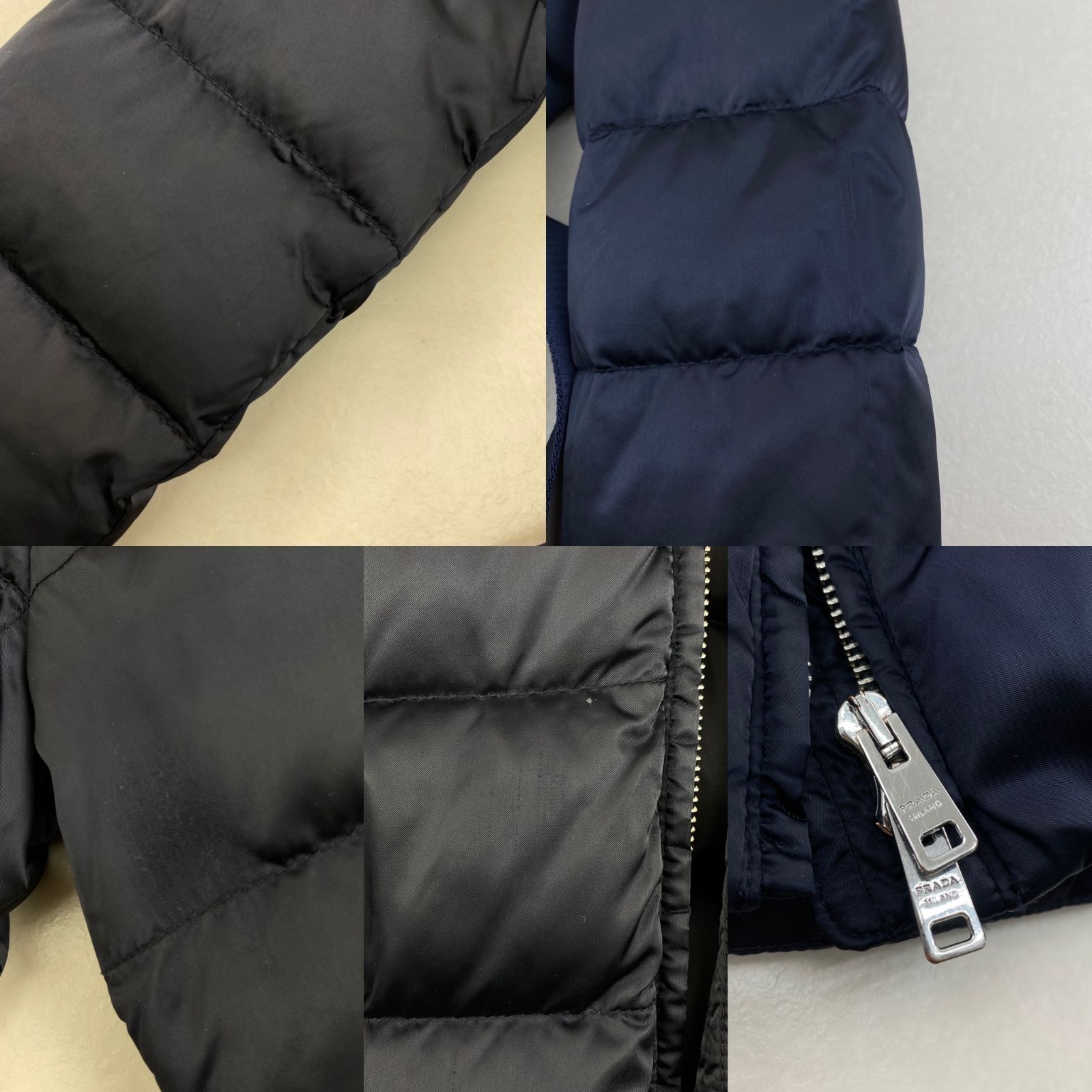 プラダ ダウンコート PRADA ブルーフォックスファー ベルト 38 M・L