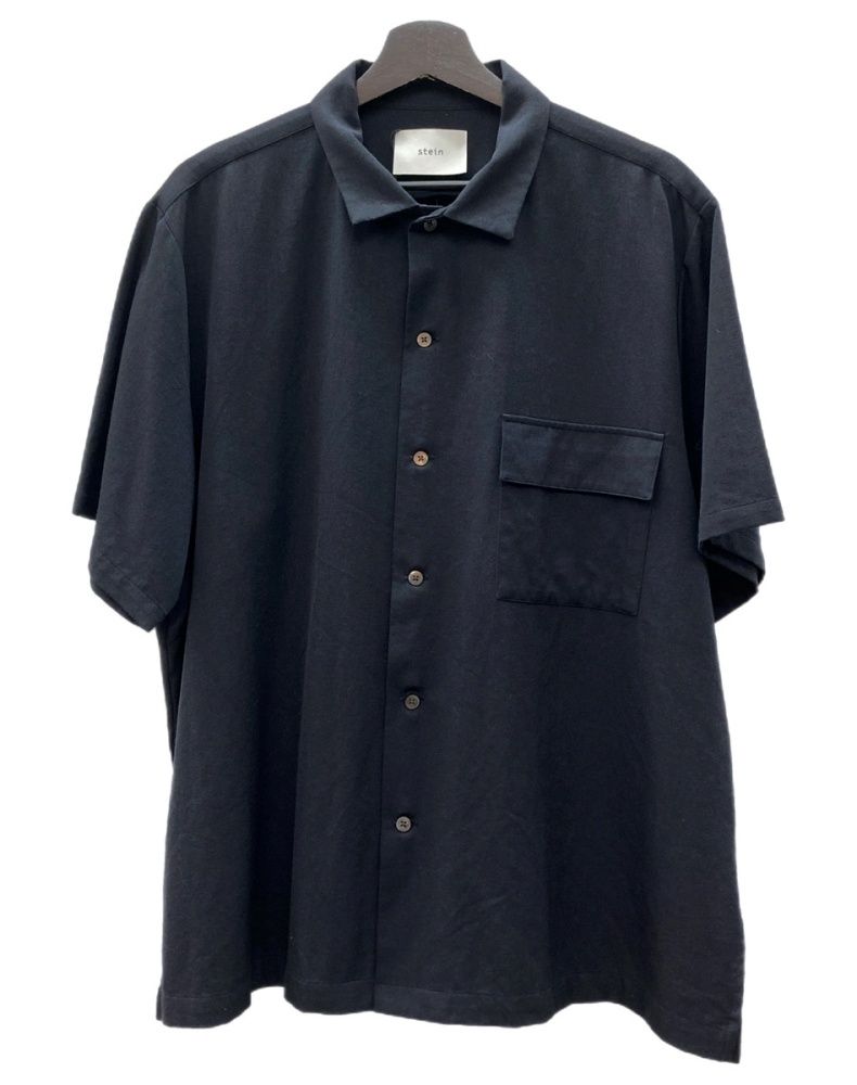シュタイン stein W TA SS SHIRT ウール トリアセテート ショートスリーブ シャツ ボタン 半袖 紺 ST 066 半袖シャツ 無地 ネイビー Mサイズ 104 MT 2335