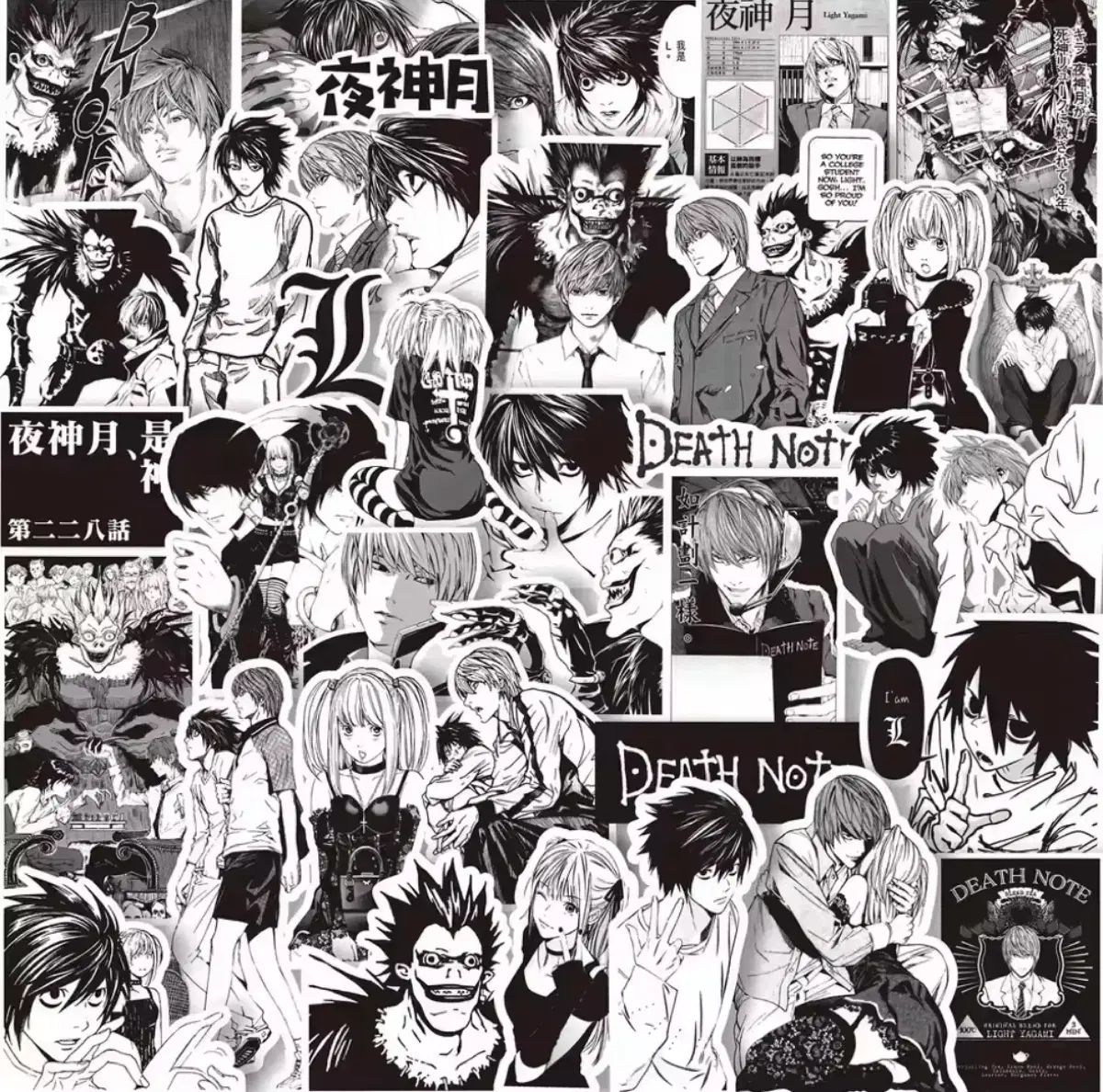 DEATH NOTE(デスノート) 黒白ステッカー 65個 - メルカリ