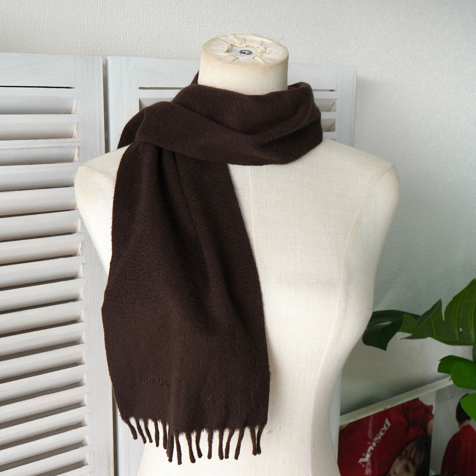 プラダ ロゴ カシミヤ マフラー ブラウン - メルカリ