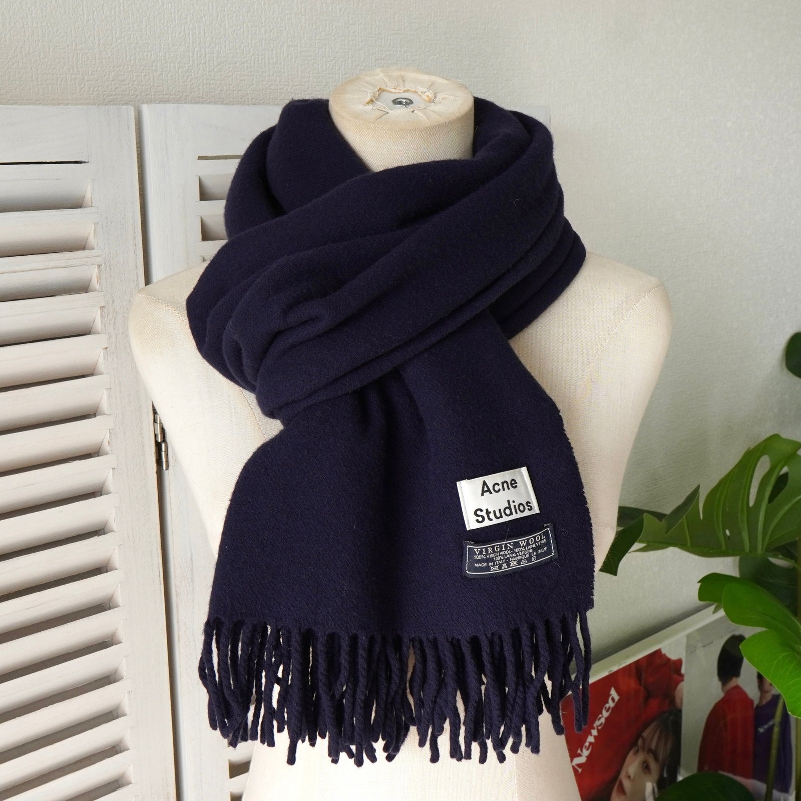 アクネ ストゥディオズ ウール ストール マフラー ネイビー