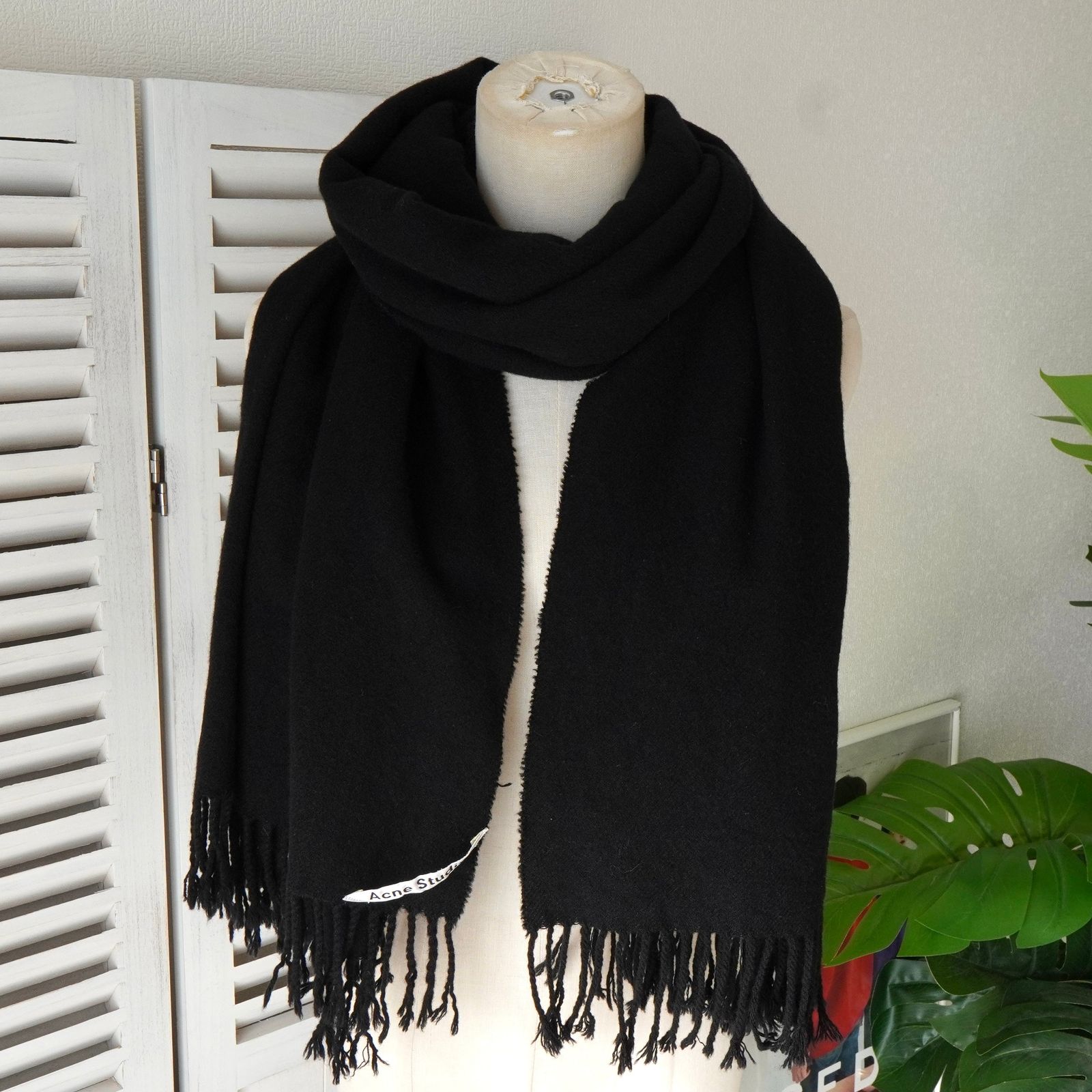 アクネ ストゥディオズ ロゴ ウール ストール マフラー ブラック