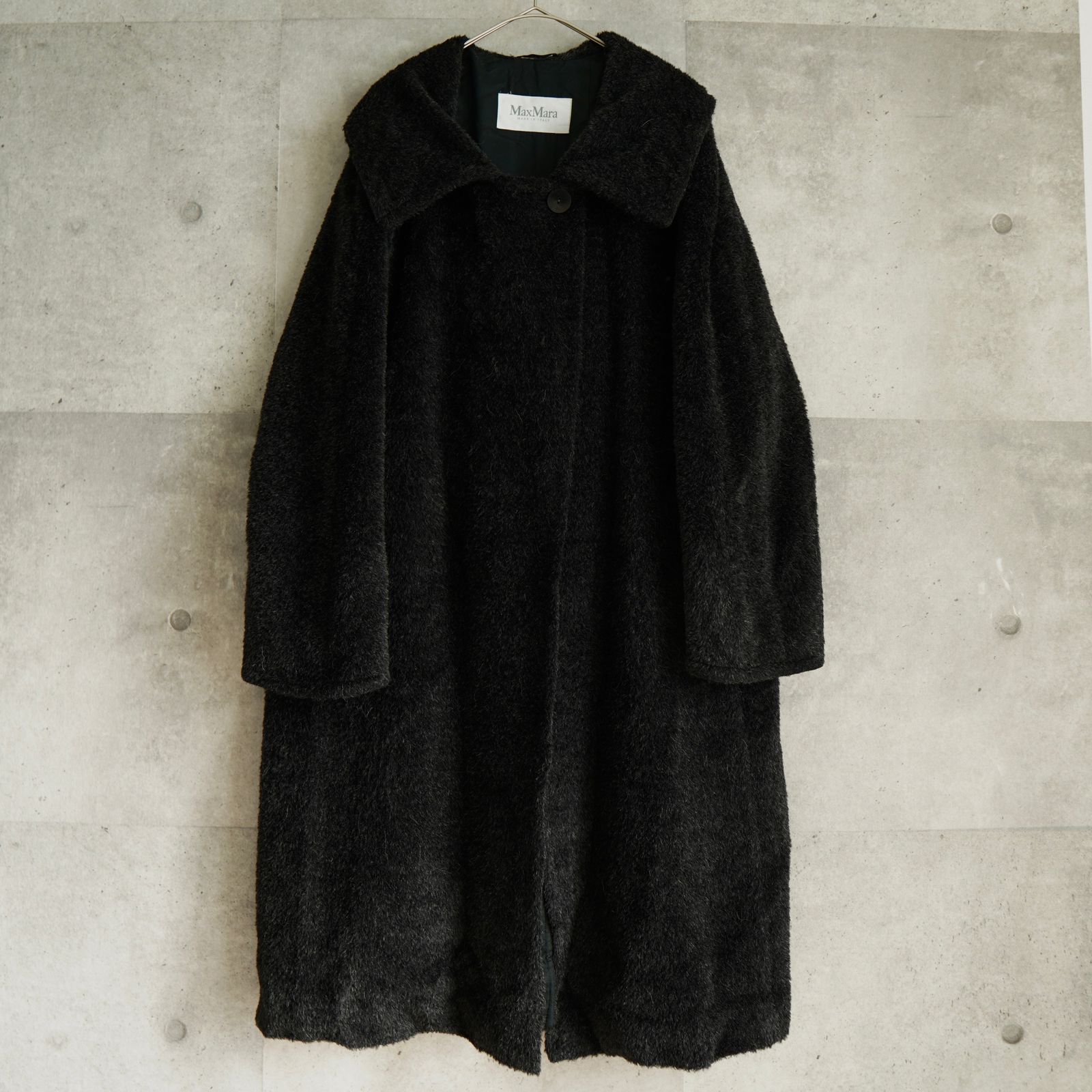 新品同様✨　マックスマーラ　最高級　アルパカ　ウール　ロング　コート　ブラック マックスマーラ最高級ミンク✖️アルパカ✖️フォックスロングコート