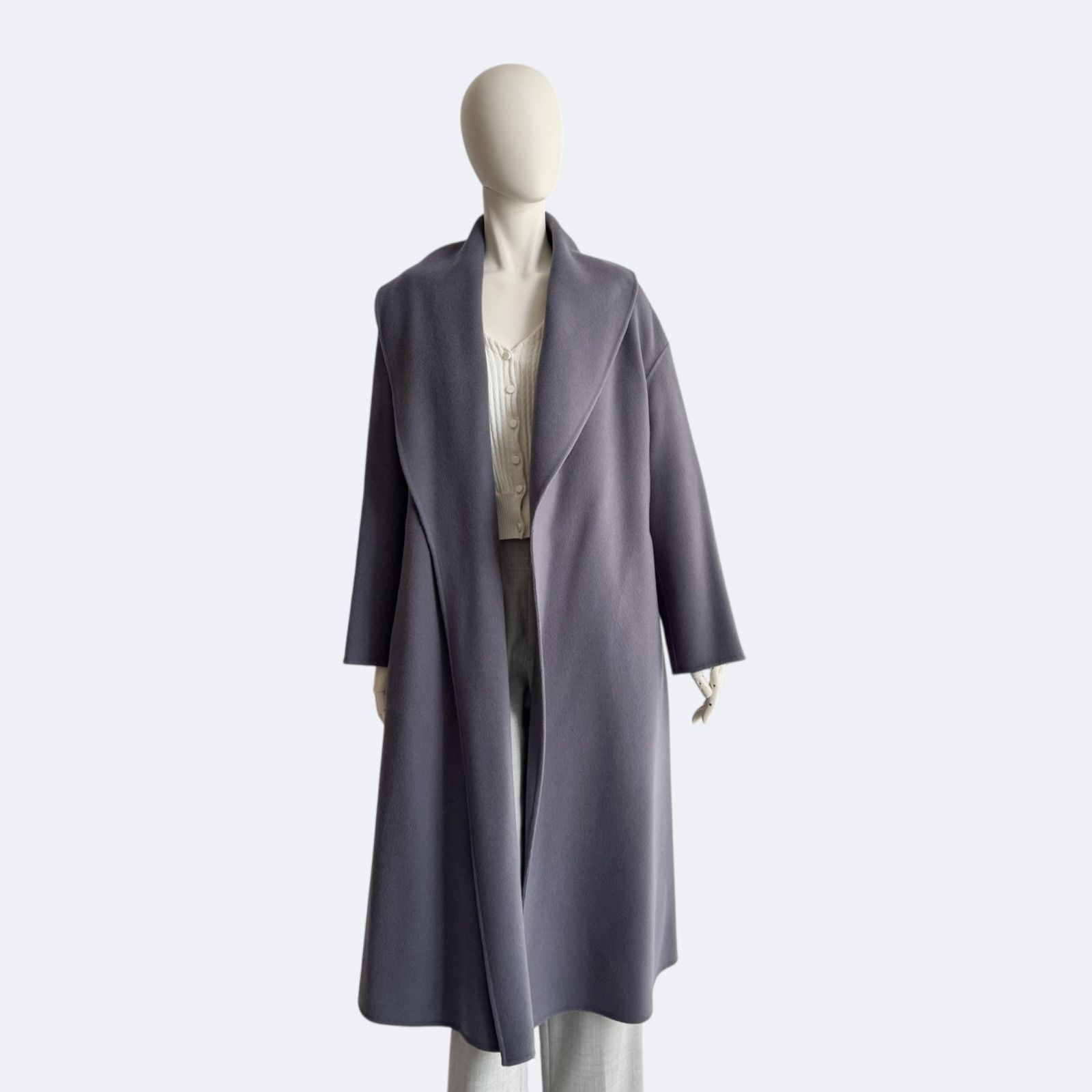 美品　アナイ シャルム　ダブルフェイスフード付　ロングコート　グレー　38 ANAYI シャルム ダブルフェイスフード付 ロングコート グレー 38 ANAYI