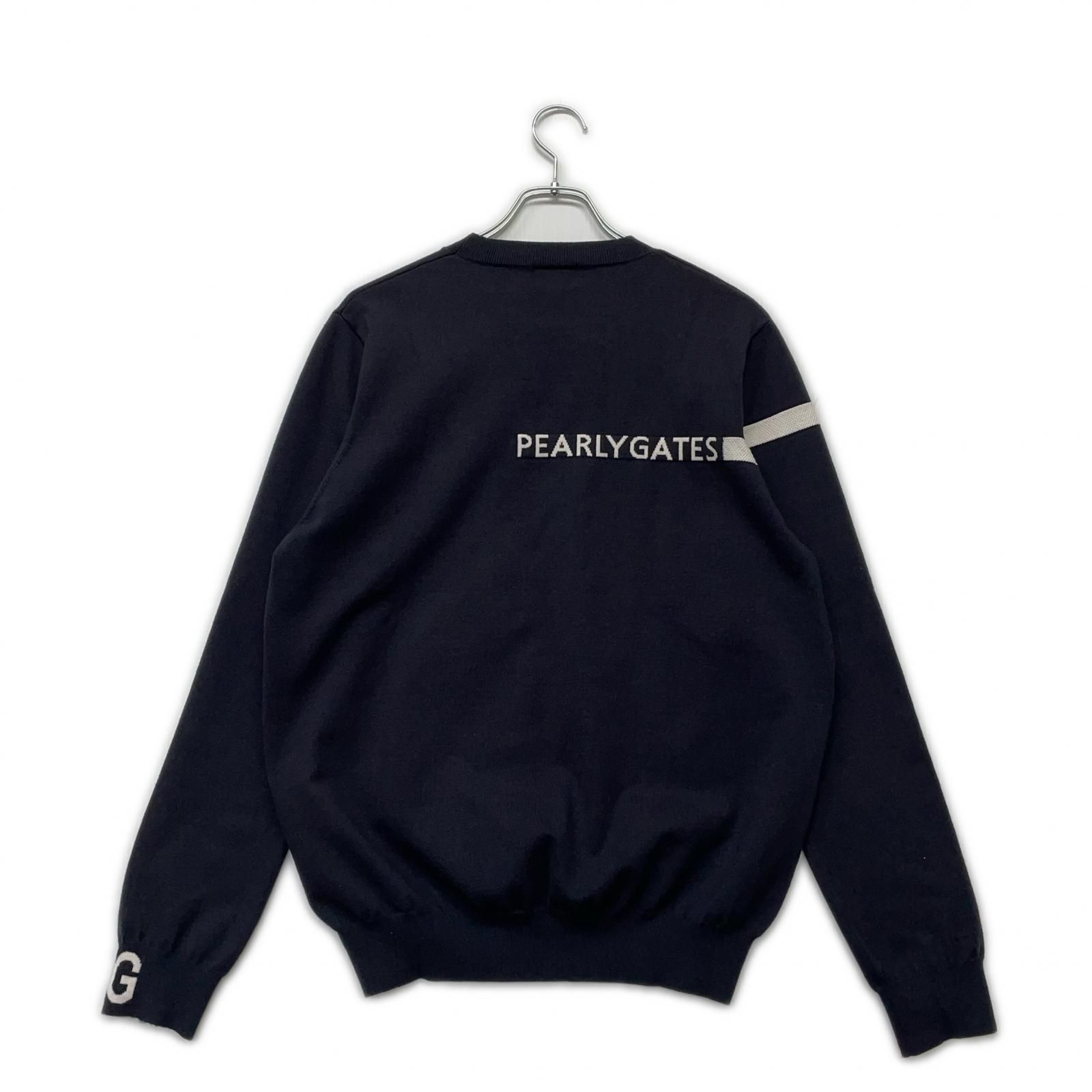 メンズ パーリーゲイツ PEARLY GATES セーター 5 L 紺 クルーネック ビッグロゴ