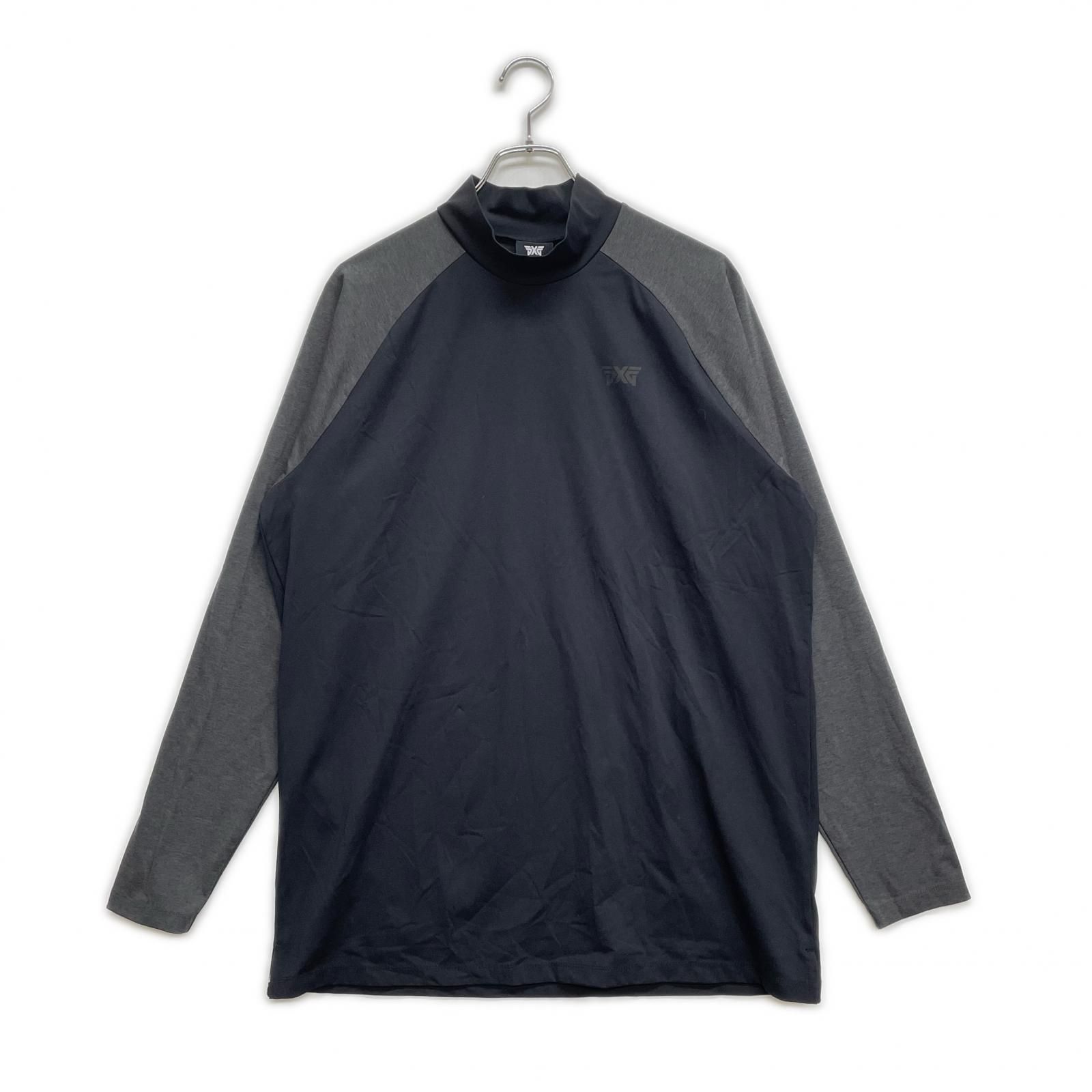 メンズ 長袖シャツ XL 黒 グレー PXG ピーエックスジー モックネック ストレッチ シンプル