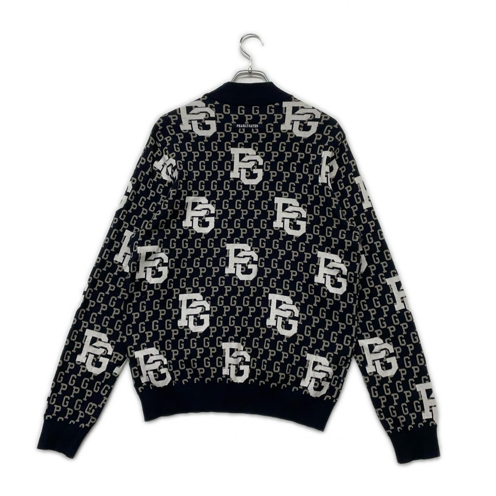 メンズ パーリーゲイツ PEARLY GATES セーター 6 LL 紺 モックネック ニット ロゴ総柄