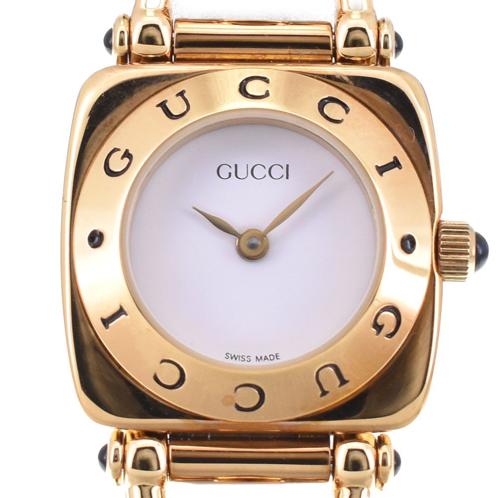 グッチ GUCCI 6300 L ホースビット GP レザー クォーツ レディース C 144245