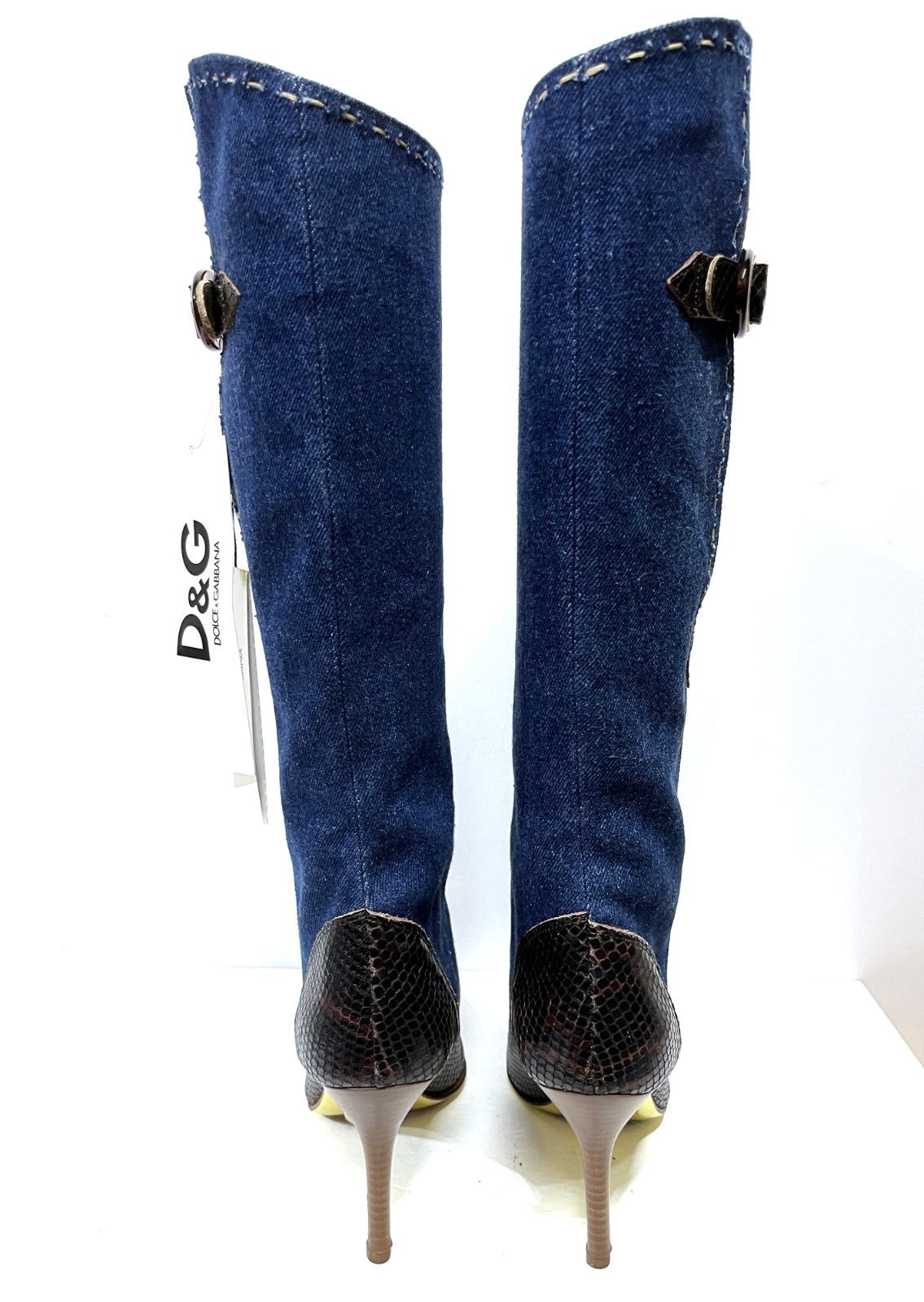 デニム ヒールブーツ