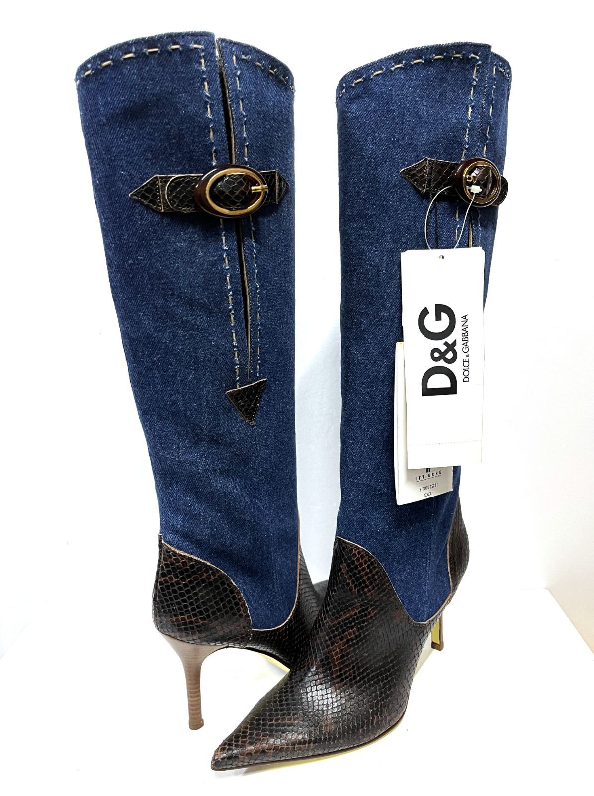 アーカイブ イタリア製 D-G DOLCE - GABBANA｜ドルチェアンドガッバーナ デニム ヒールブーツ 靴 KWY