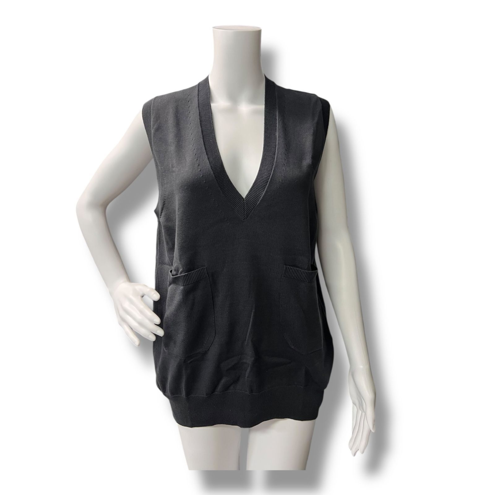 参考上代26400円 ♥品 BATONER 23 SS Cotton knit Vest コットンニットベスト ジレ バトナー BN-23 SL-012 チャコール 1 1049 A