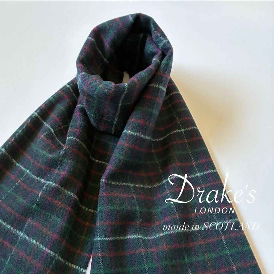 【美品】Drake's カシミヤ マフラー ウール チェック ドレイクス Drakes / カシミヤウール チェックマフラー スコットランド製 - メルカリ