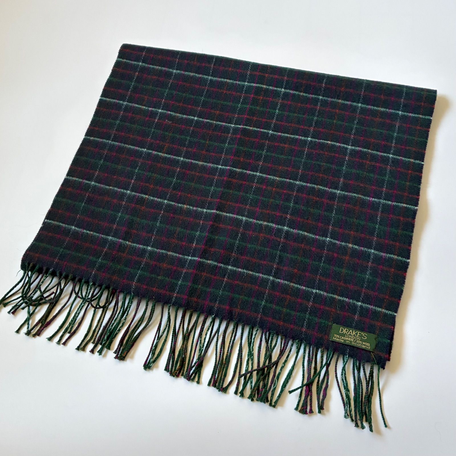 【美品】Drake's カシミヤ マフラー ウール チェック ドレイクス Drakes / カシミヤウール チェックマフラー スコットランド製 - メルカリ