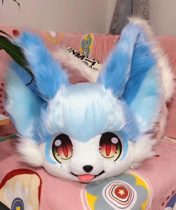 着ぐるみヘッド キツネ NO.460 青 水色 全頭ヘッド ケモノ ファースーツ ぬいぐるみ コスプレ コスチューム kigurumi 一点物