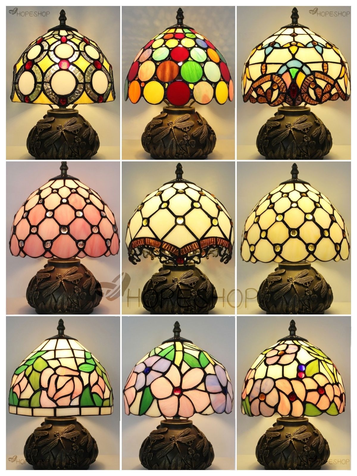 ステンドグラスランプ ティファニースタイル 卓上ライト ビンテージ風