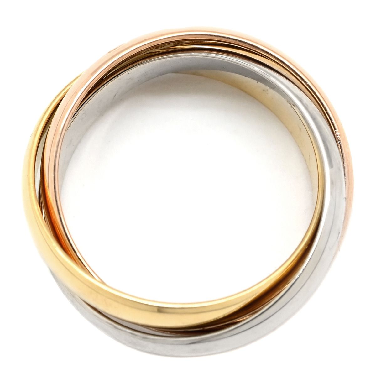 カルティエ Cartier リング 指輪 トリニティ ホワイトゴールド×イエローゴールド×ピンクゴールド 51 JP 11 K 18 YG PG WG Au 750 18金 3重 3連 3 11号