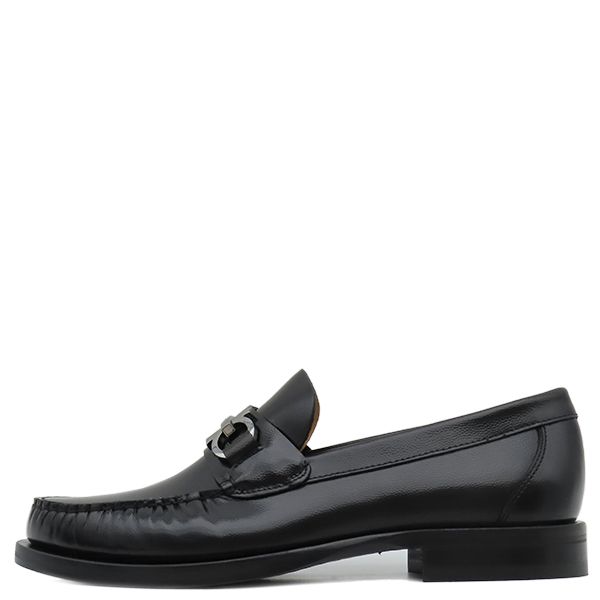 フェラガモ ローファー FORT ガンチーニ レザー NERO 7 シルバー金具 黒 靴 762695 箱