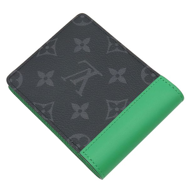 ルイヴィトン LOUIS VUITTON 二つ折り財布 ポルトフォイユ スレンダー レザー モノグラムエクリプスキャンバス モノグラムエクリプス グリーン 黒 グレー 緑 札入れ M 25849 RFID 二つ折り財布 折り財布 小物