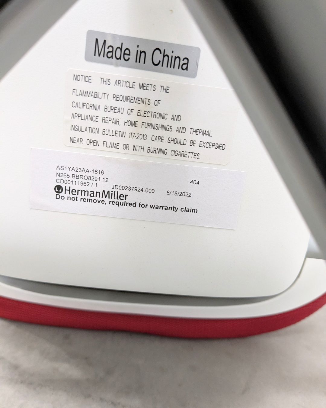  Aランク Herman Miller セイルチェアー レッド AS1YA23AAN265 ミニマルチェア オフィスチェア ワークチェア 椅子 チェア