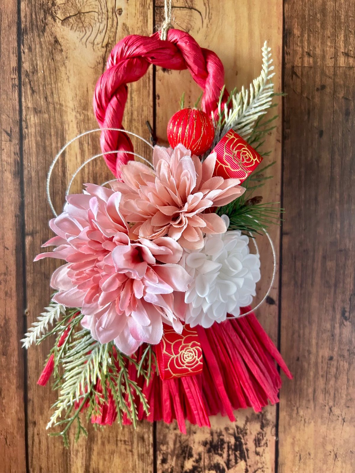 7.しめ縄リース しめ縄飾り しめ縄リース しめ縄 ハンドメイド ドライフラワーリース