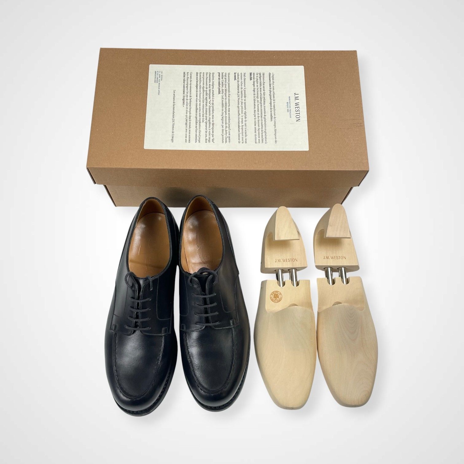 J.M.WESTON ジェイエムウエストン GOLF DERBY SHOES ボックスカーフ ブラック シューツリー付 参考定価 160 000 tax SIZE 7 E 27 cm程度