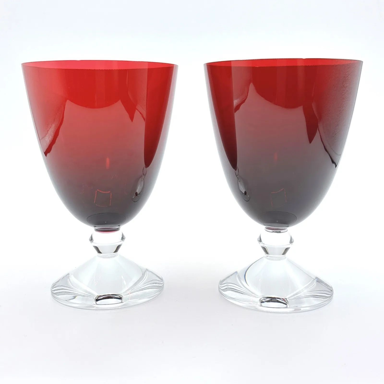 希少 Baccarat バカラ ゴブレット 2客セット ペア レッド クリスタル