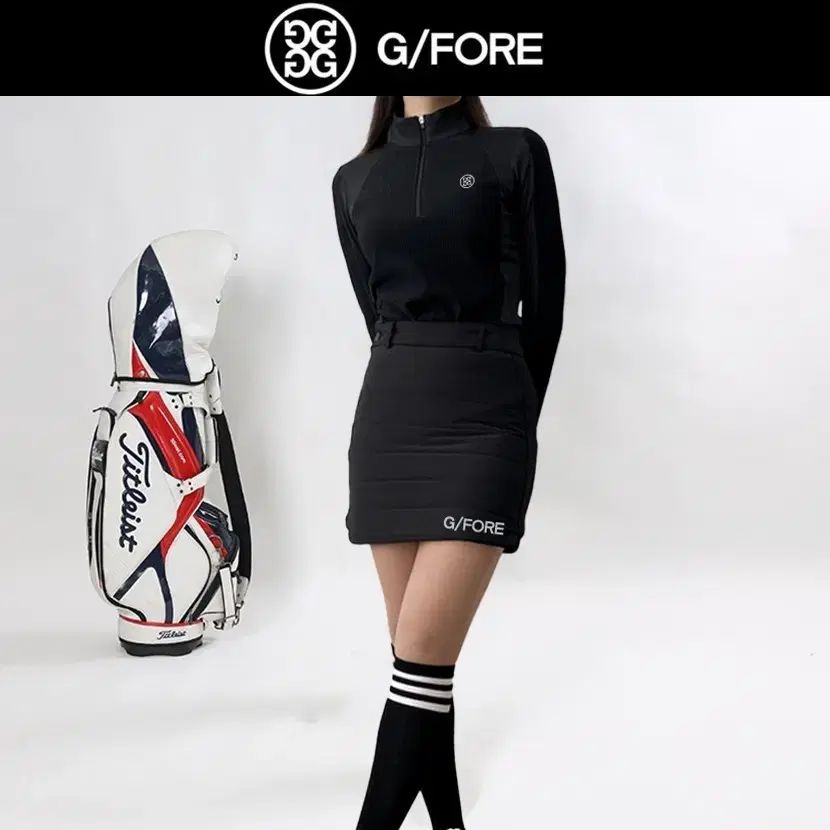 G FORE ゴージ バイカラー ハーフジップ Tシャツ