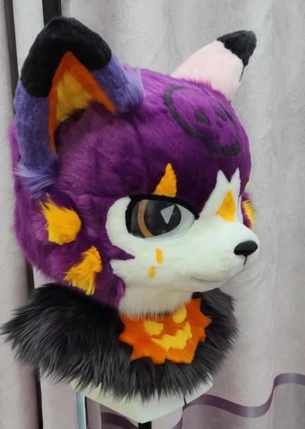 着ぐるみヘッド 猫 NO 462 パープル 全頭ヘッド ケモノ ファースーツ ぬいぐるみ コスプレ コスチューム kigurumi