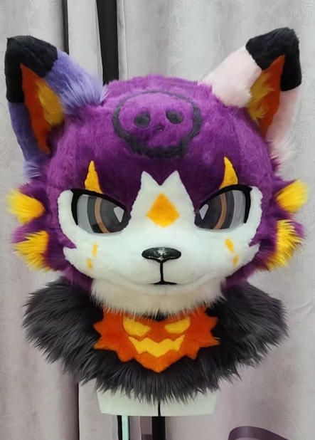 着ぐるみヘッド 猫 NO 462 パープル 全頭ヘッド ケモノ ファースーツ ぬいぐるみ コスプレ コスチューム kigurumi