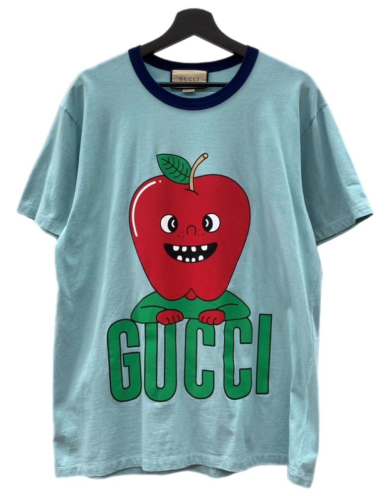 グッチ リンゴ Tシャツ 国内発☆GUCCI】ロゴ りんご クルーネック 半袖 Tシャツ (GUCCI/T