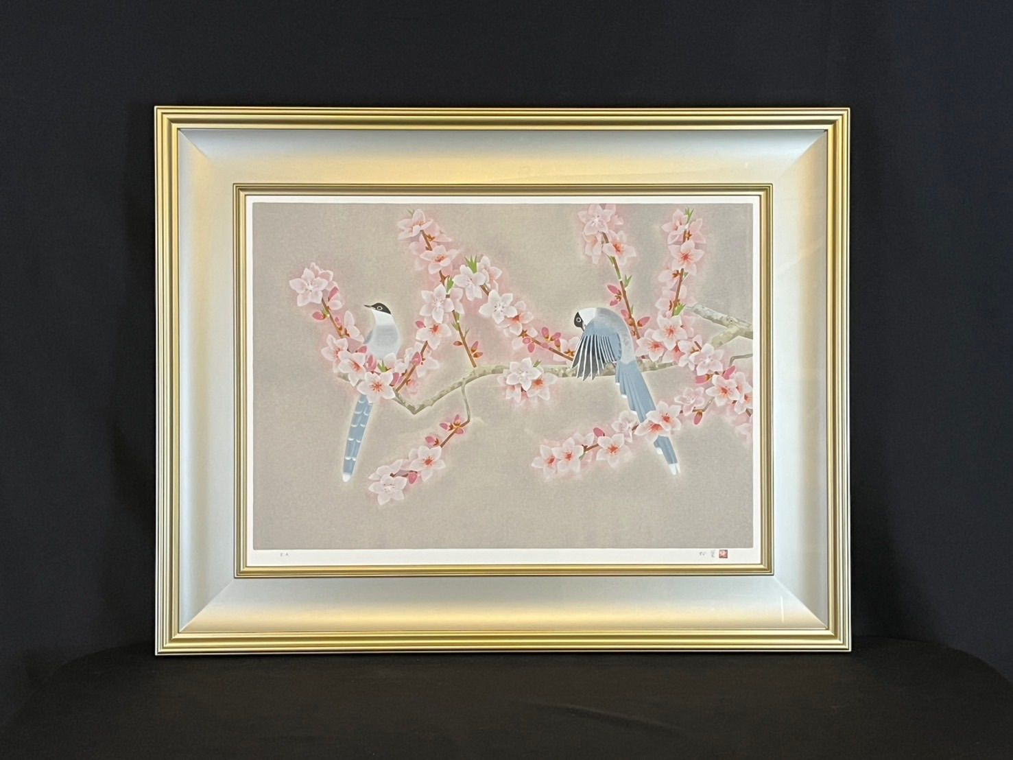 美品 リトグラフ 額縁 上村松篁「花鳥四季」全4枚揃 直筆サイン入 - 15