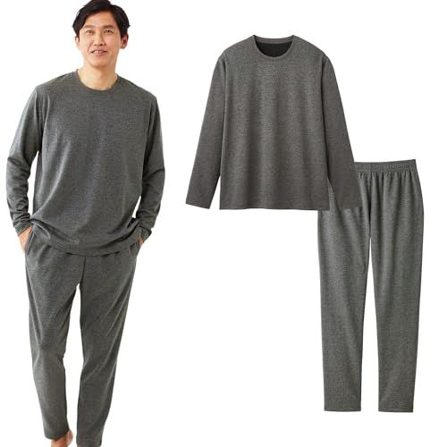 Antel セルヴァン リカバリーウェア リカバリーケア 疲労回復 血行促進 メンズ 長袖 上下セット 杢グレー パジャマ ルームウェアpo